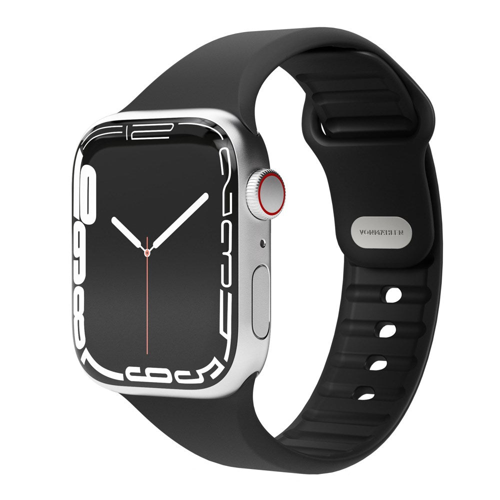 Vonmählen Apple Watch (42/44/SE/45/46/49mm) Classic Band 2 Återvunnet Silikon Rem - Svart