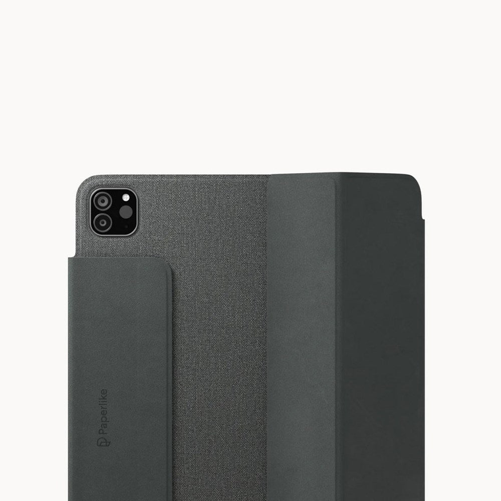 iPad Pro 12.9" (2022 / 2021 / 2020 / 2018) Paperlike+ Folio Bundle med Flipcover, Skärmskydd & Stylus Pen Grepp - Svart / Transparent
