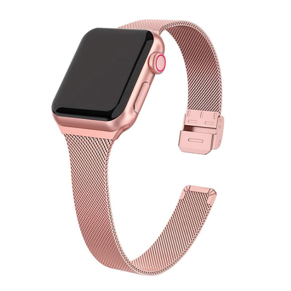 Apple Watch (38/40/SE/41/42mm) Tech-Protect Thin Milanese Rem Rostfritt Stål - Rött Guld