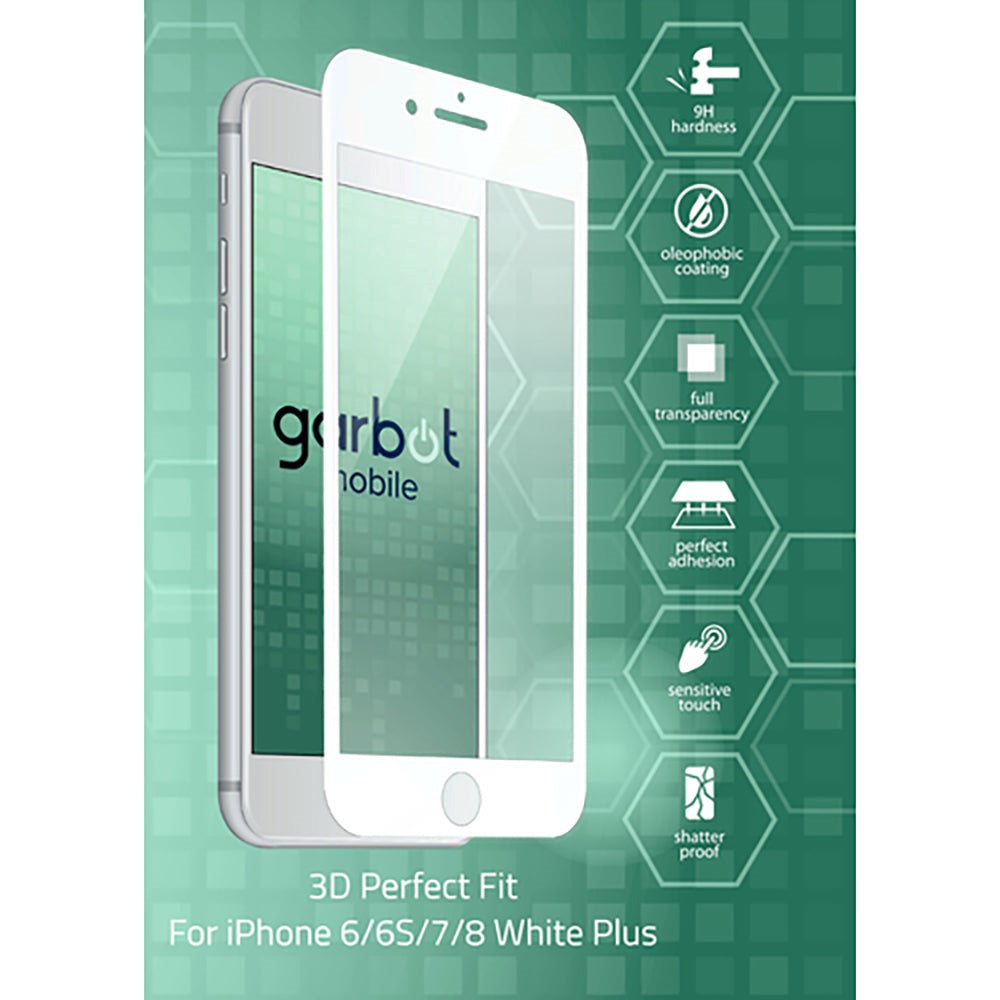 iPhone 8 Plus / 7 Plus / 6(s) Plus Garbot 3D Perfect Fit Skärmskydd - Case Friendly - Genomskinlig / Vit Kant