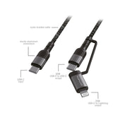 4Smarts ComboCord USB-C till USB-C eller Lightning Kabel PD 60W - 1,5 m - Svart