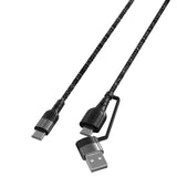 4Smarts ComboCord USB-C eller USB-A till USB-C Kabel PD 60W - 1,5 m - Svart