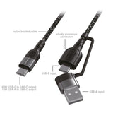 4Smarts ComboCord USB-C eller USB-A till USB-C Kabel PD 60W - 1,5 m - Svart