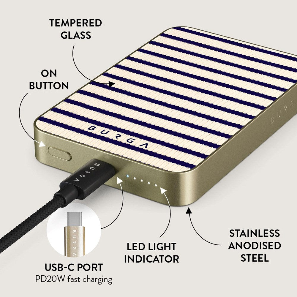 Burga 20W MagSafe Powerbank med Trådlös Laddning och USB-C Port - Old Money