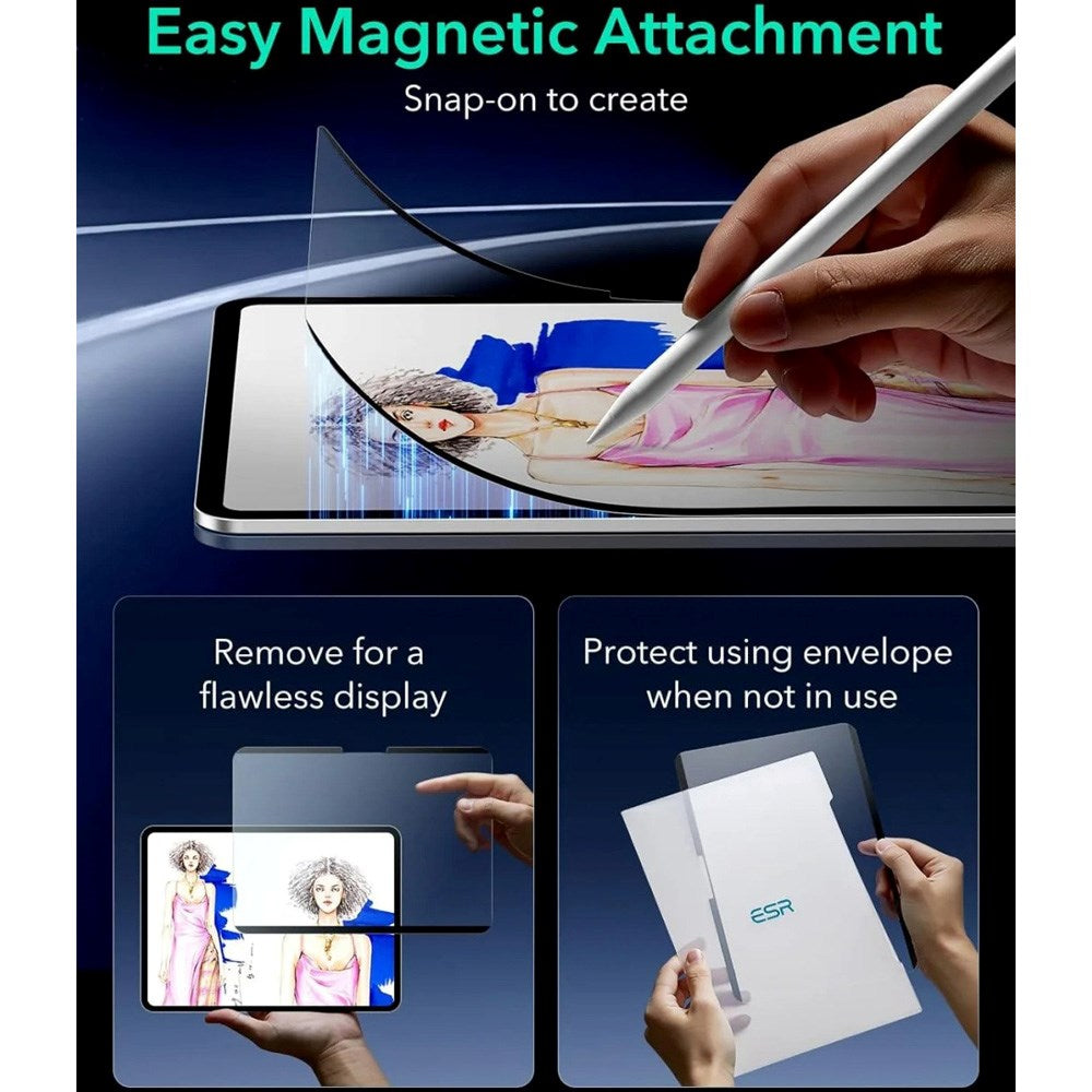 ESR iPad Pro 13" (2024) Magnetisk Paper Feel Screen Skärmskydd - Matt / Genomskinlig