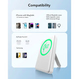 ESR Qi2 MagSlim PowerBank m. Kickstand - 15W / 5000 mAh - MagSafe Kompatibel - Vit