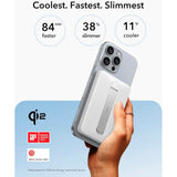 ESR Qi2 MagSlim PowerBank m. Kickstand - 15W / 5000 mAh - MagSafe Kompatibel - Vit