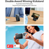 ESR Qi2 MagSlim PowerBank m. Kickstand - 15W / 5000 mAh - MagSafe Kompatibel - Svart