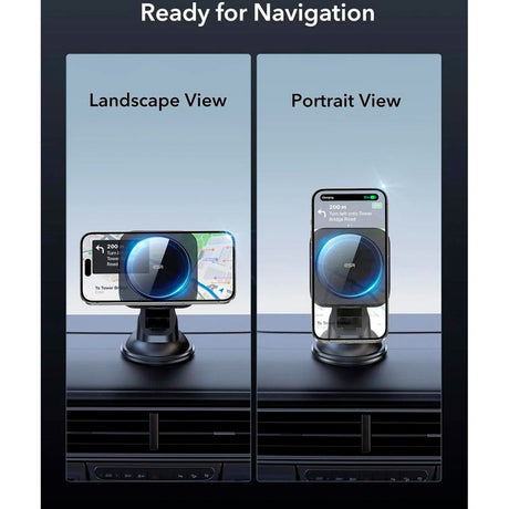 ESR Mobilhållare för bil med Trådlös Laddning - Instrumentbräda & Vindruta - MagSafe Kompatibel - Svart