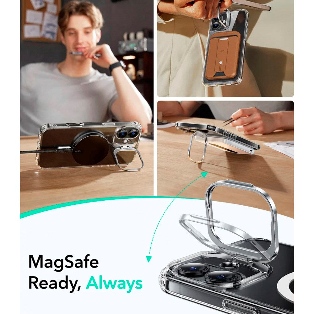 ESR iPhone 16 Classic Hybrid Skal m. Kickstand - MagSafe Kompatibel - Genomskinlig