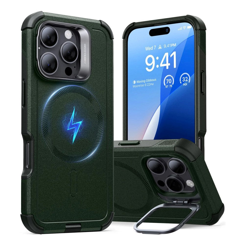 ESR iPhone 16 Pro Cyber Armor Skal med Kickstand - MagSafe Kompatibel - Grön