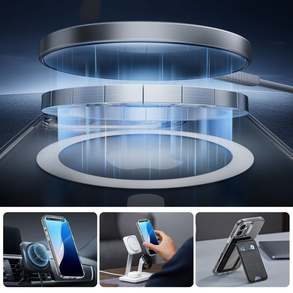 iPhone 16 ESR Classic Pro Set HaloLock m. Bakside Skal & Skärmskyddsglas – MagSafe Kompatibel – Genomskinlig