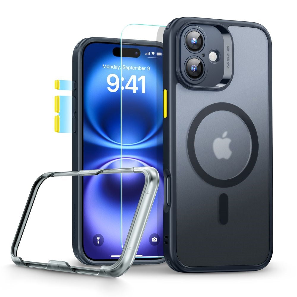 iPhone 16 ESR Classic Pro Set HaloLock m. Bakside Skal & Skärmskyddsglas – MagSafe Kompatibel – Matt Svart