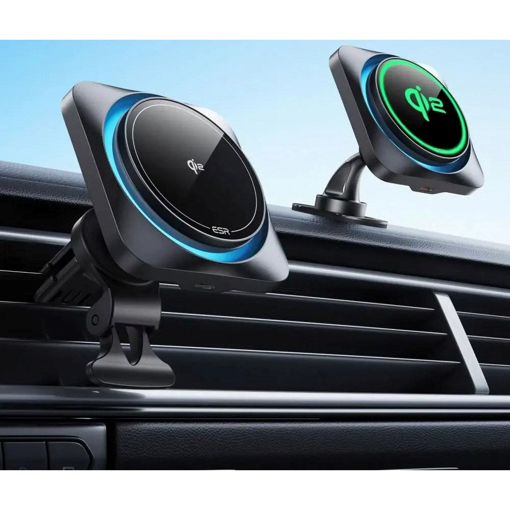 ESR Biltelefonhållare med CryoBoost Trådlös Laddning - Luftventil & Instrumentbräda - MagSafe Kompatibel - Svart