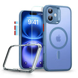 iPhone 16 ESR Classic Pro Set HaloLock m. Bakside Skal & Skärmskyddsglas – MagSafe Kompatibel – Matt Blå