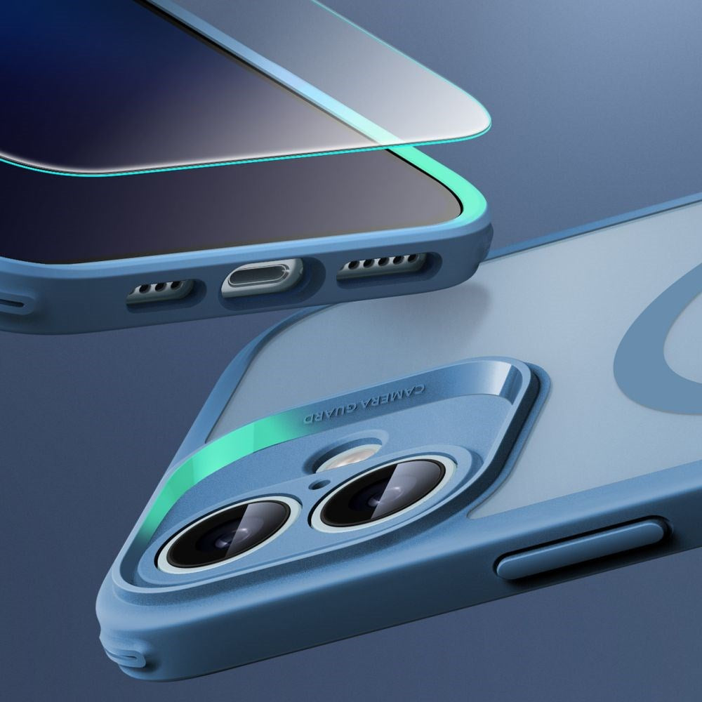 iPhone 16 ESR Classic Pro Set HaloLock m. Bakside Skal & Skärmskyddsglas – MagSafe Kompatibel – Matt Blå