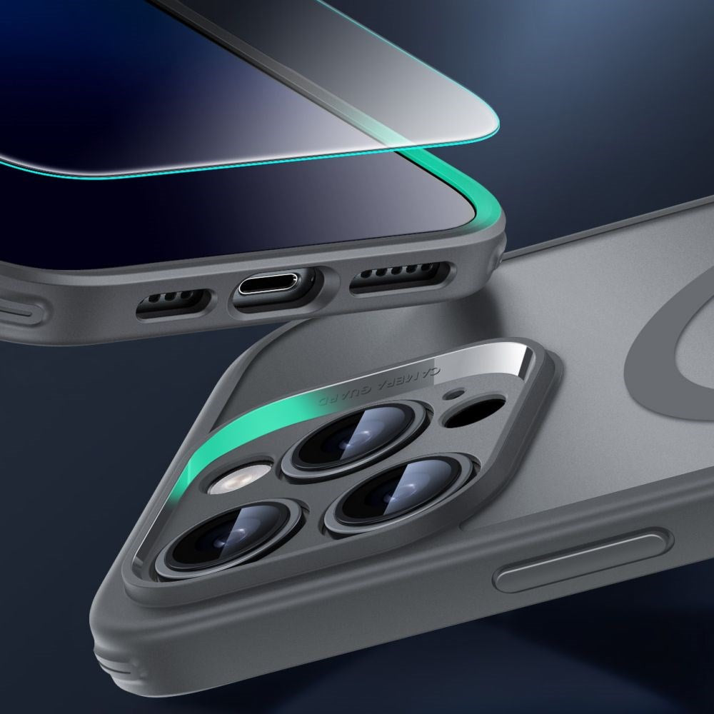 iPhone 16 Pro Max ESR Classic Pro Set HaloLock m. Bakside Skal & Skärmskyddsglas – MagSafe Kompatibel – Matt Grå