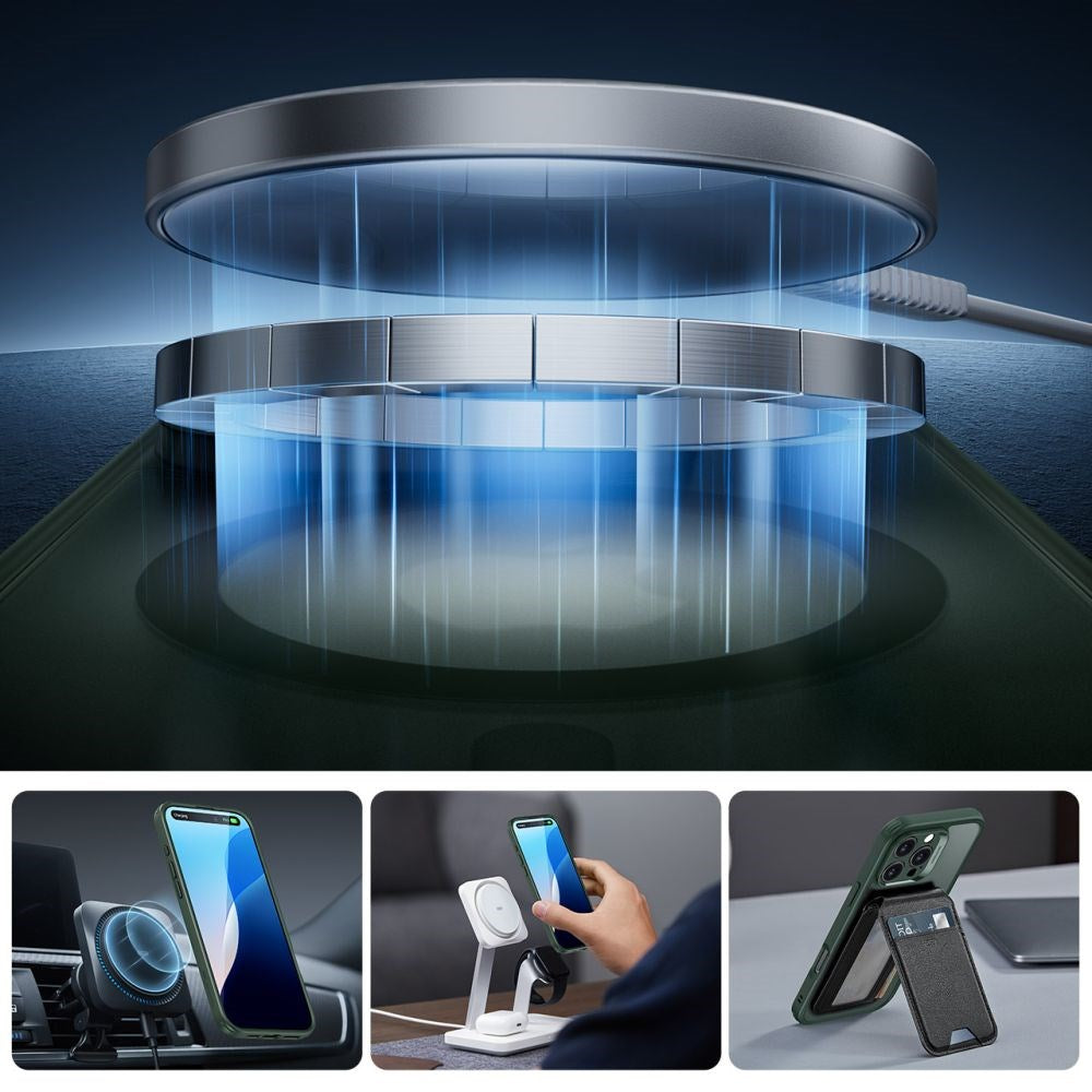 iPhone 16 Pro Max ESR Classic Pro Set HaloLock m. Bakside Skal & Skärmskyddsglas – MagSafe Kompatibel – Matt Grön