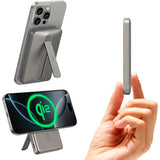 ESR Qi2 MagSlim PowerBank m. Kickstand - 15W / 5000 mAh - MagSafe Kompatibel - Titanium