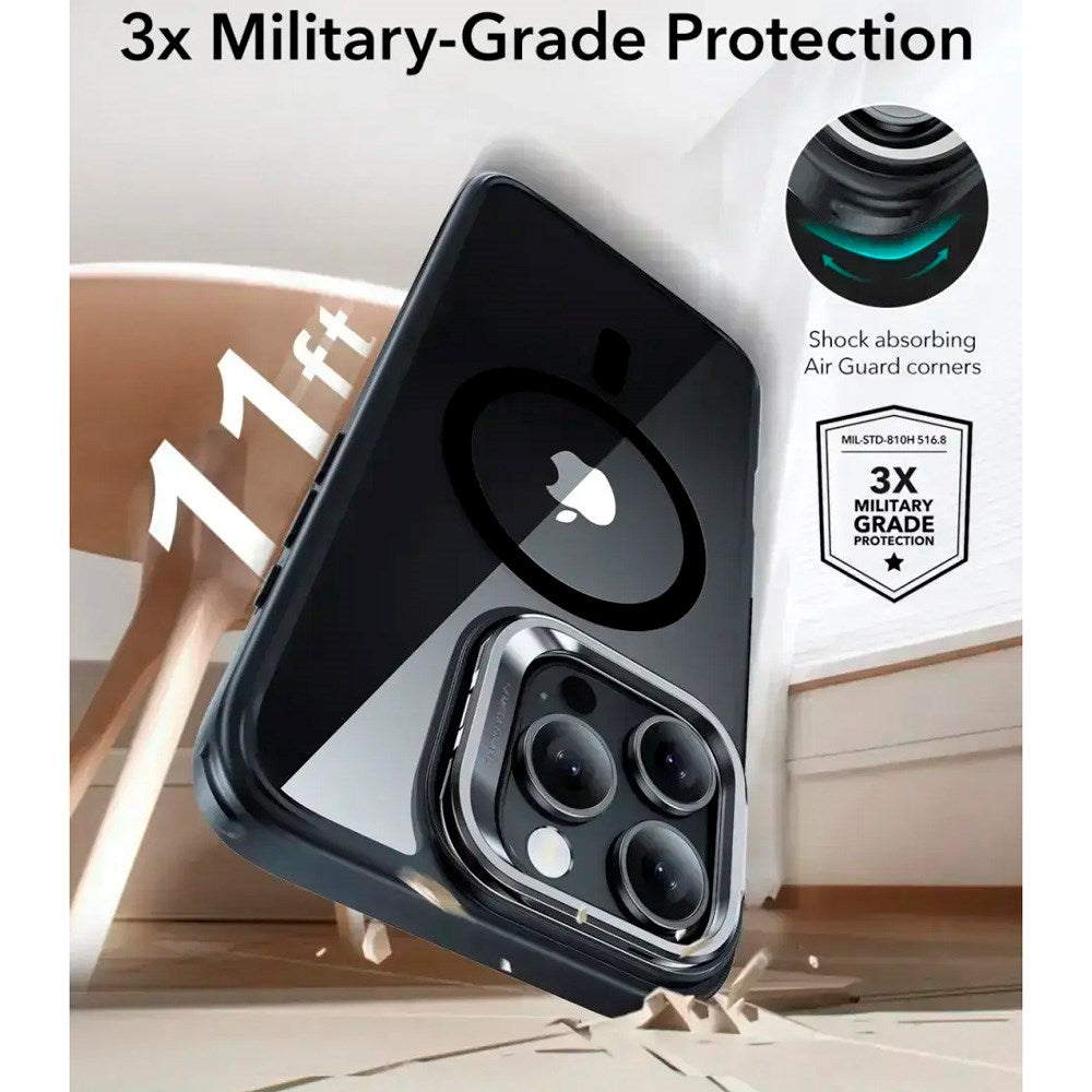 ESR iPhone 16 Pro Max Classic Hybrid Skal m. Kickstand - MagSafe Kompatibel - Genomskinlig / Svart