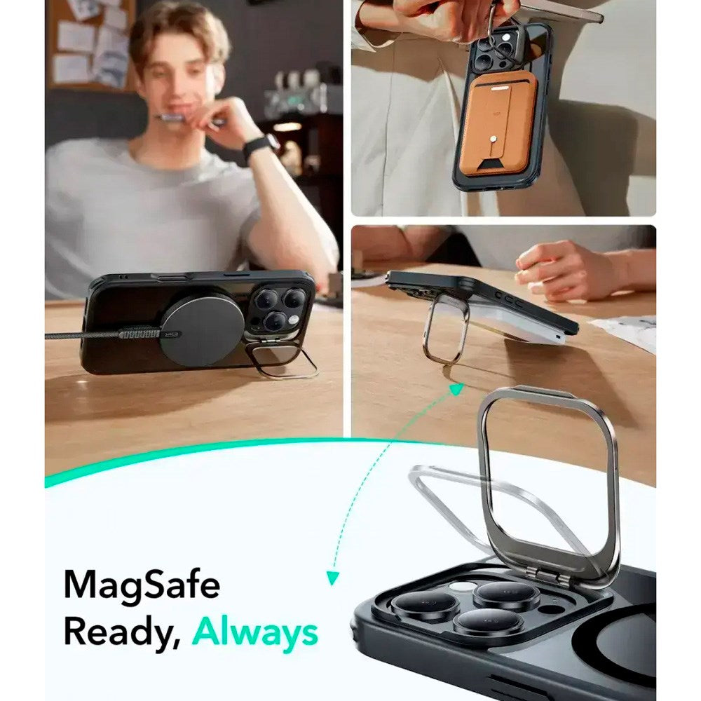 ESR iPhone 16 Pro Max Classic Hybrid Skal m. Kickstand - MagSafe Kompatibel - Genomskinlig / Svart