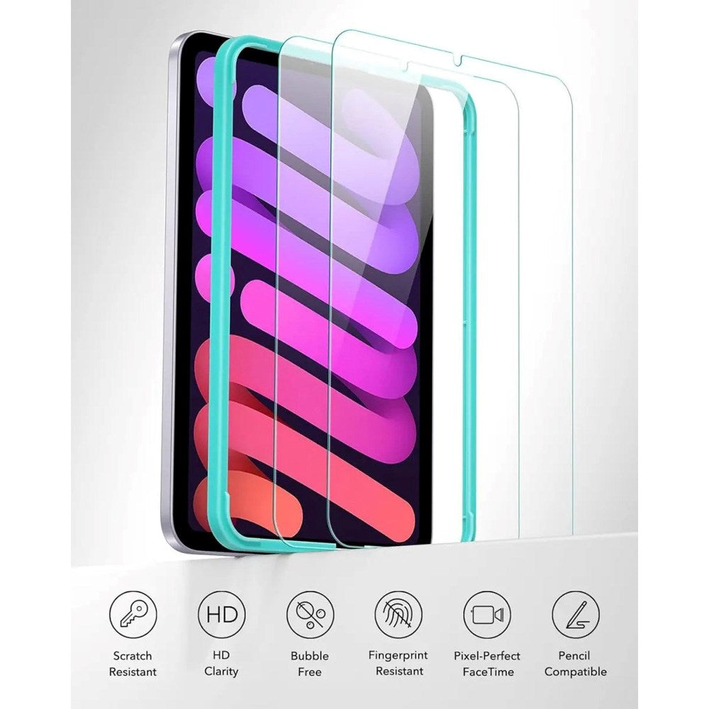 iPad Mini (2024/2021) ESR Härdat Skärmskydd med Monteringsram - 2 st. - Genomskinlig