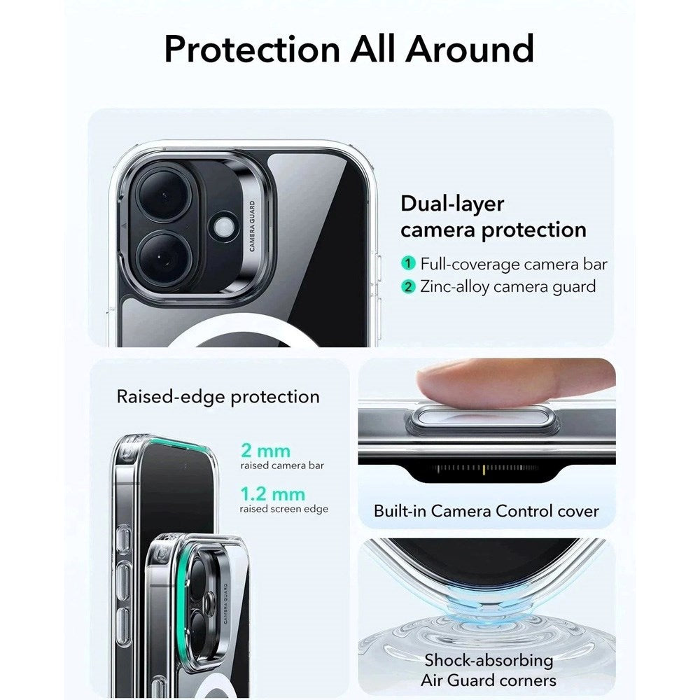 ESR iPhone 17 Classic Hybrid Stash Case med Kickstand - MagSafe Kompatibel - Genomskinlig