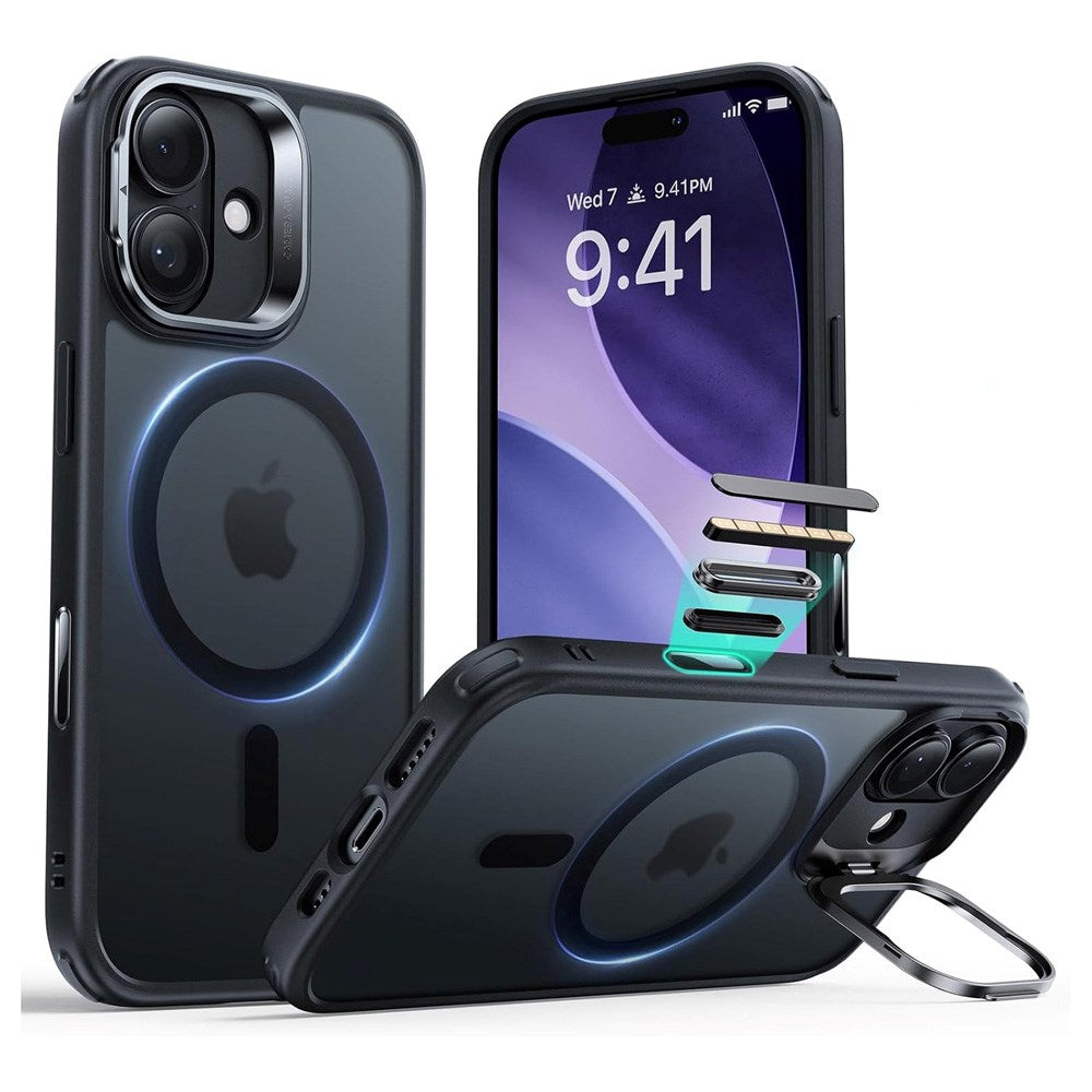 ESR iPhone 17 Classic Hybrid Stash Case med Kickstand - MagSafe Kompatibel - Matt Svart