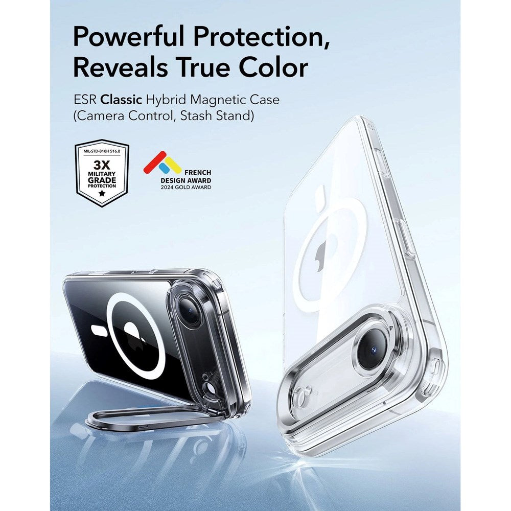 ESR iPhone Air Classic Hybrid Stash Case med Kickstand - MagSafe Kompatibel - Genomskinlig