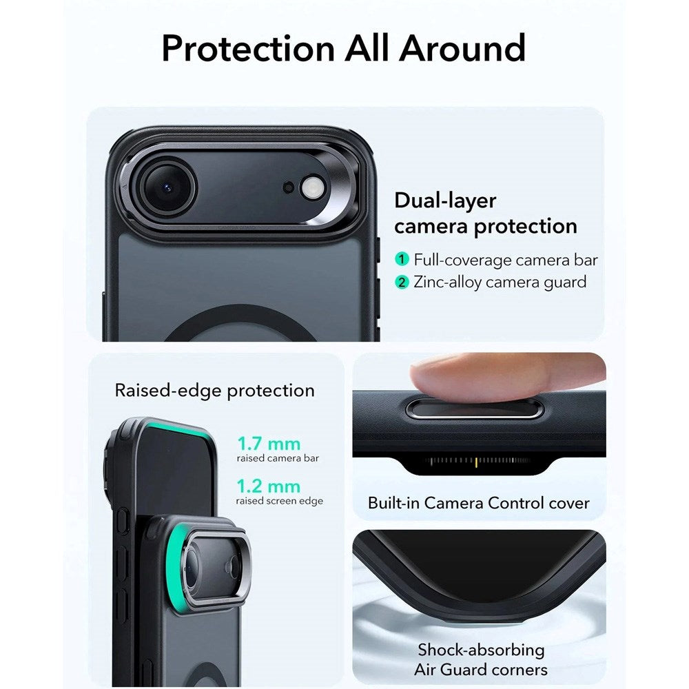 ESR iPhone Air Classic Hybrid Stash Case med Kickstand - MagSafe Kompatibel - Matt Svart