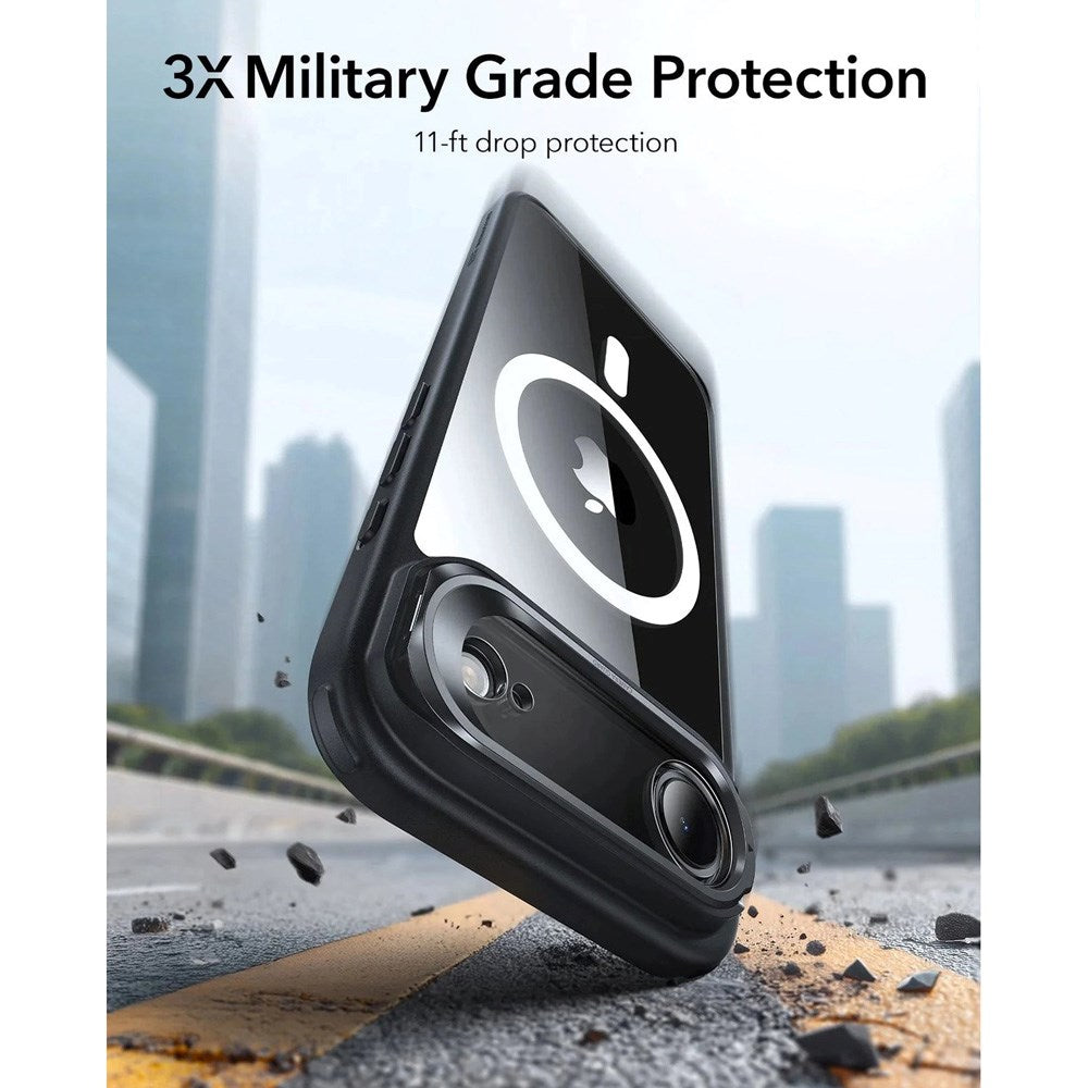 ESR iPhone Air Classic Hybrid Stash Case med Kickstand - MagSafe Kompatibel - Genomskinlig / Svart
