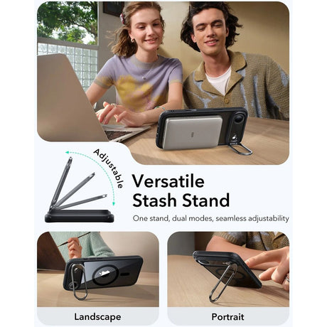 ESR iPhone Air Classic Hybrid Stash Case med Kickstand - MagSafe Kompatibel - Genomskinlig / Svart
