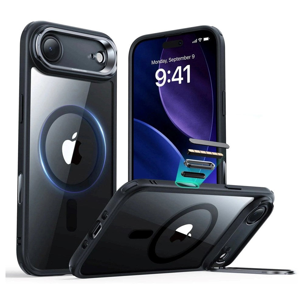 ESR iPhone Air Classic Hybrid Stash Case med Kickstand - MagSafe Kompatibel - Genomskinlig / Svart