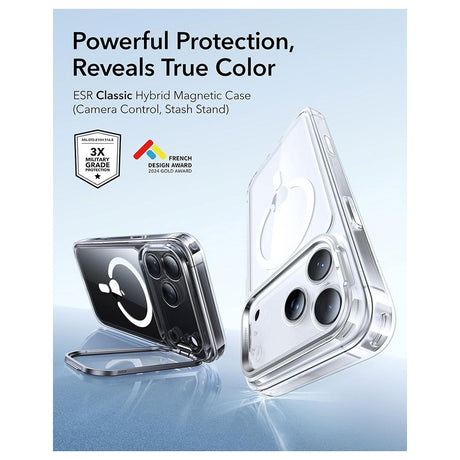 ESR iPhone 17 Pro Max Classic Hybrid Stash Case med Kickstand - MagSafe Kompatibel - Genomskinlig
