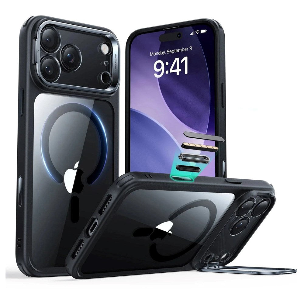 ESR iPhone 17 Pro Max Classic Hybrid Stash Case med Kickstand - MagSafe Kompatibel - Genomskinlig / Svart