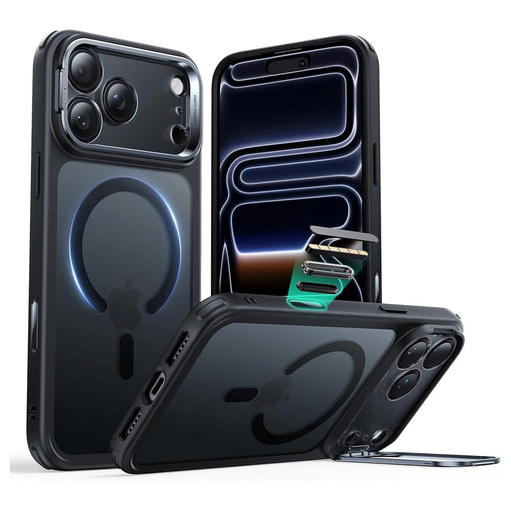 ESR iPhone 17 Pro Classic Hybrid Stash Case med Kickstand - MagSafe Kompatibel - Matt Svart