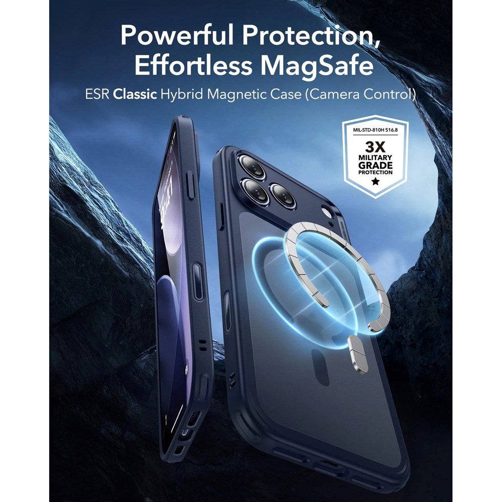 ESR iPhone 17 Pro Max Classic Hybrid Skal med Kamerakontrollknapp - MagSafe Kompatibel - Mattblå