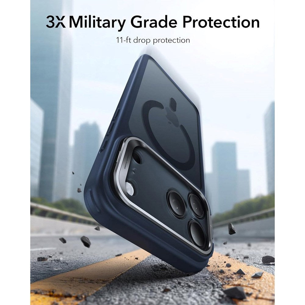 ESR iPhone 17 Pro Classic Hybrid Stash Case med Kickstand - MagSafe Kompatibel - Matt Blå