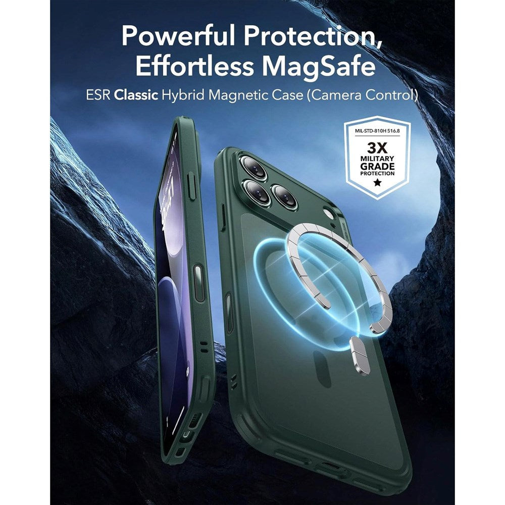 ESR iPhone 17 Pro Classic Hybrid Skal med Kamerakontrollknapp - MagSafe Kompatibel - Mattgrön