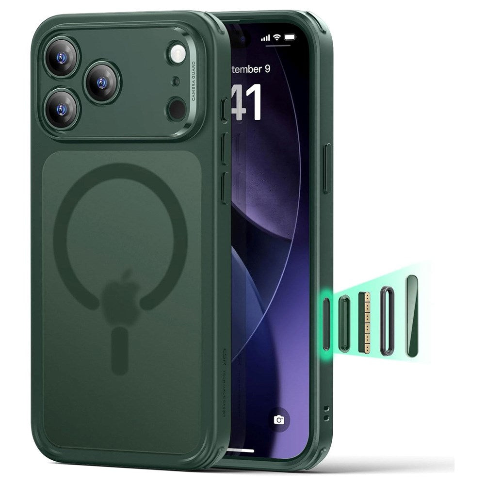 ESR iPhone 17 Pro Classic Hybrid Skal med Kamerakontrollknapp - MagSafe Kompatibel - Mattgrön