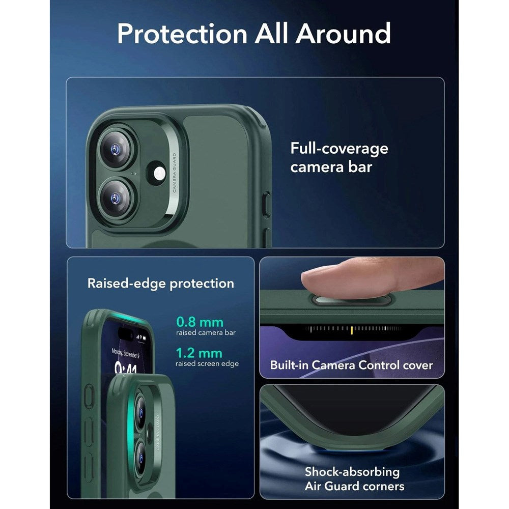 ESR iPhone 17 Classic Hybrid Skal med Kamerakontrollknapp - MagSafe Kompatibel - Matt Grön