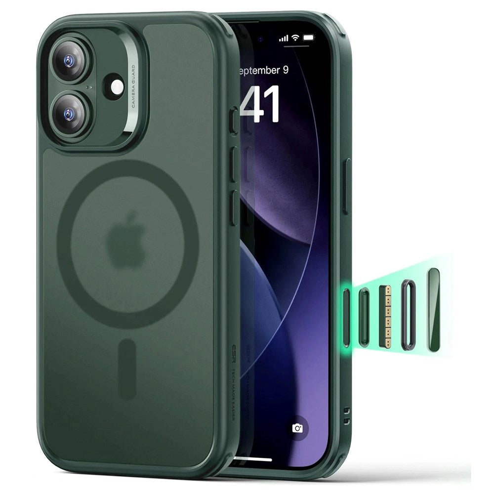 ESR iPhone 17 Classic Hybrid Skal med Kamerakontrollknapp - MagSafe Kompatibel - Matt Grön