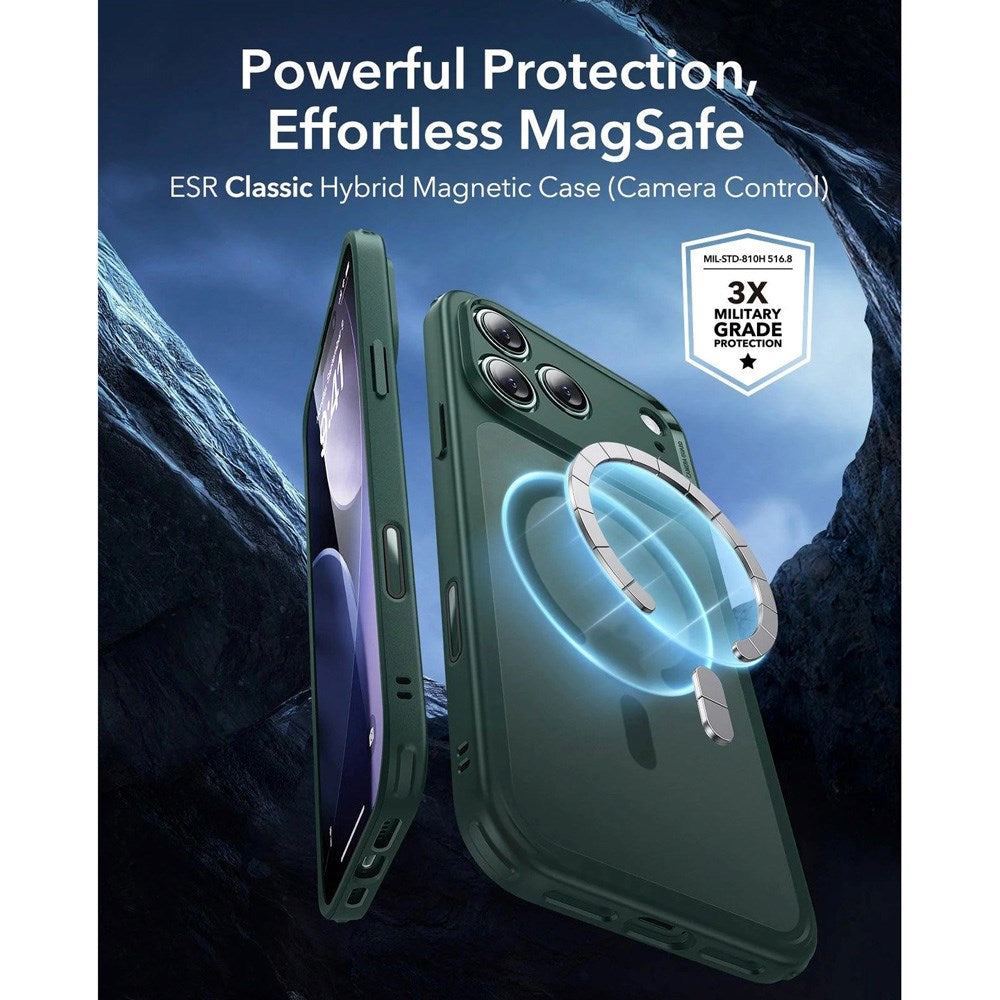ESR iPhone 17 Pro Max Classic Hybrid Skal med Kamerakontrollknapp - MagSafe Kompatibel - Mattgrön