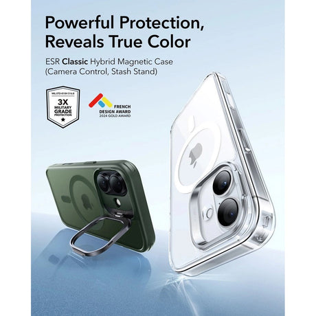 ESR iPhone 17 Classic Hybrid Stash Case med Kickstand - MagSafe Kompatibel - Mattgrön