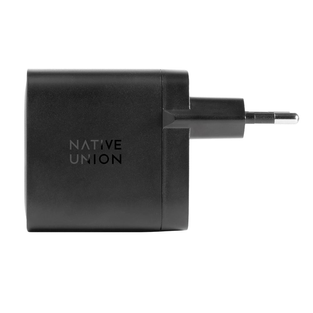 Native Union Fast GaN Charger - Väggladdare med 2 x USB-C Power Delivery 65W - Svart