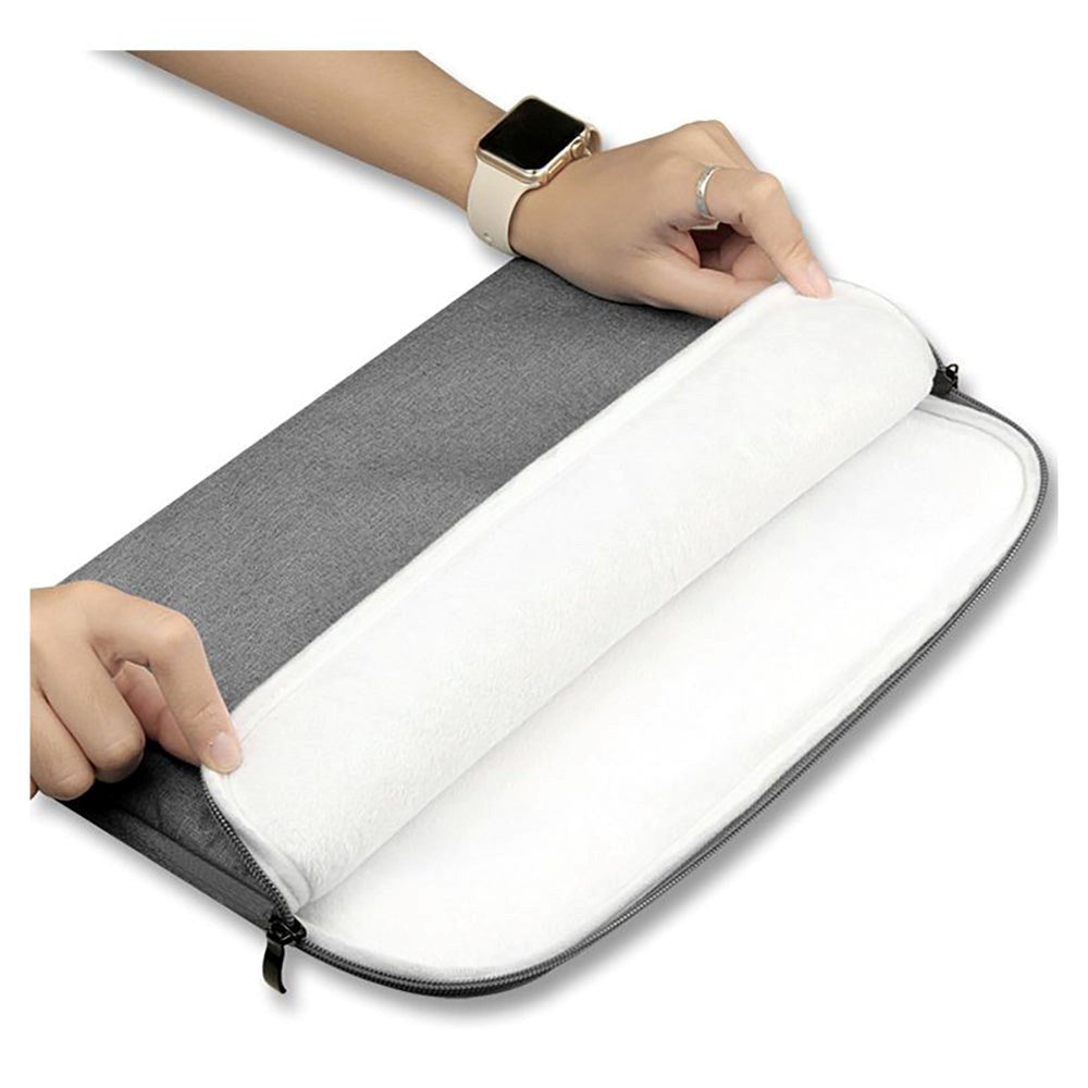 Tech-Protect Tyg Laptop Sleeve 13-14" med extra ficka (33 x 24 cm) - Ljusgrå