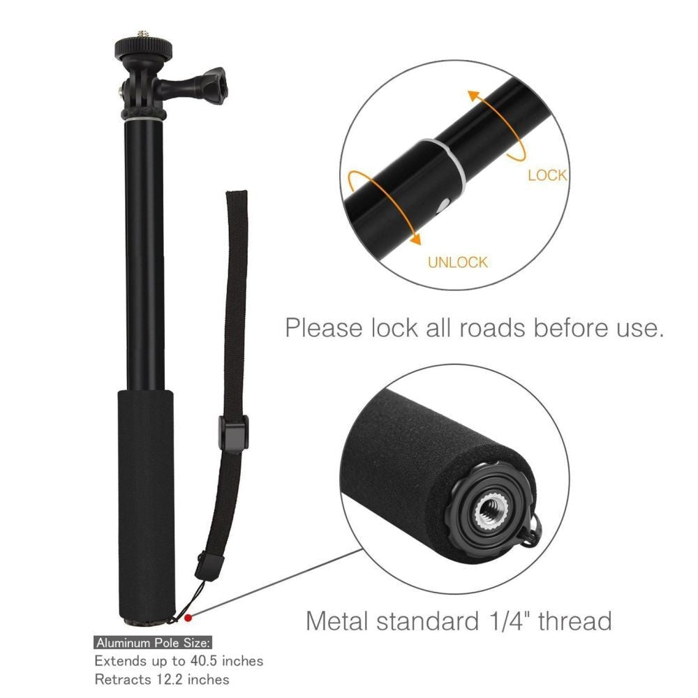 Tech-Protect Action & Compact Camera Selfie Stick - Svart