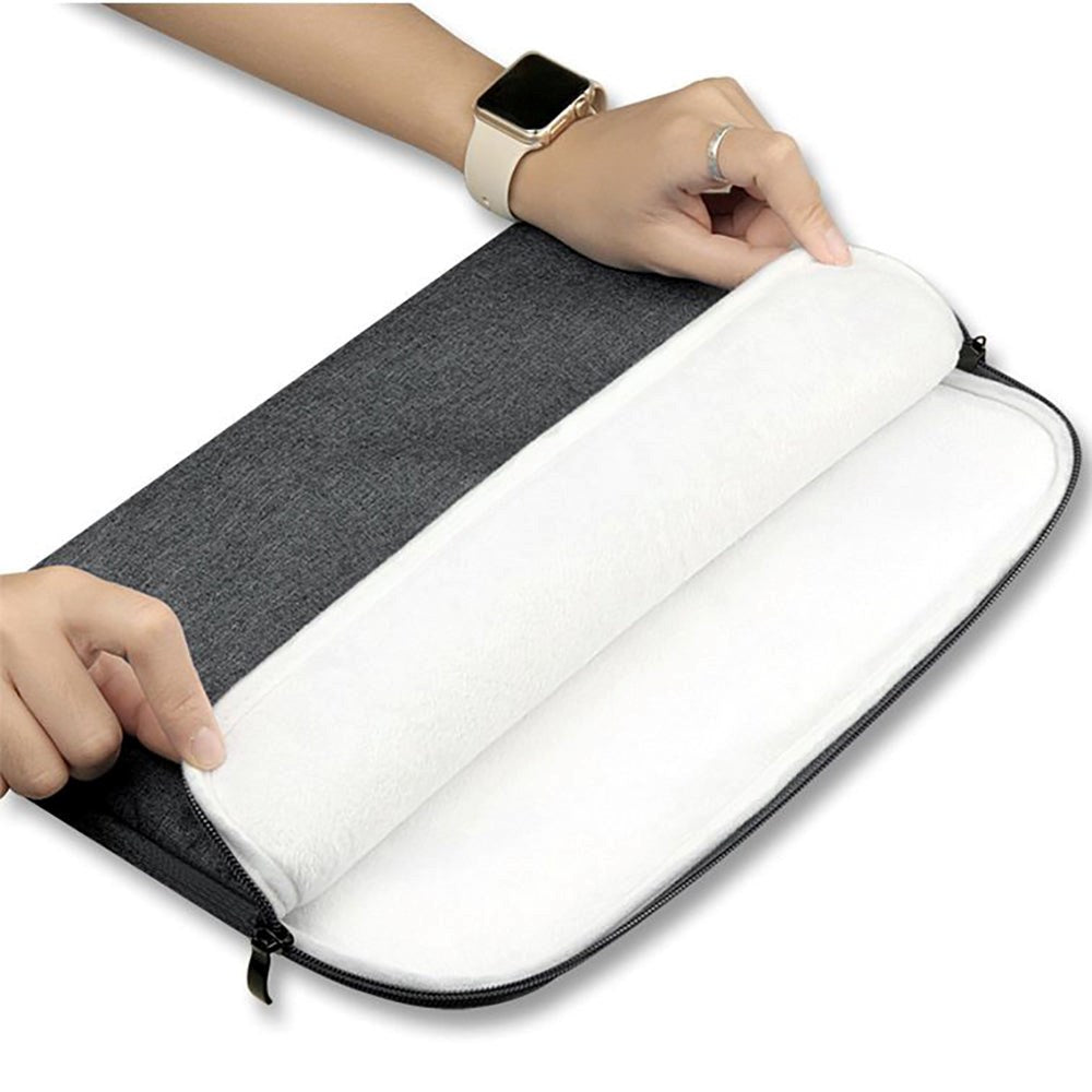 Tech-Protect Tyg Laptop Sleeve 13-14" med extra ficka (33 x 24 cm) - Mörkgrå