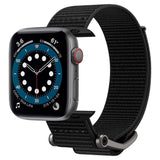 Apple Watch (42/44/SE/45/46/49mm) Spigen Durapro Flex Rem Tyg med Zink-spänne - Svart