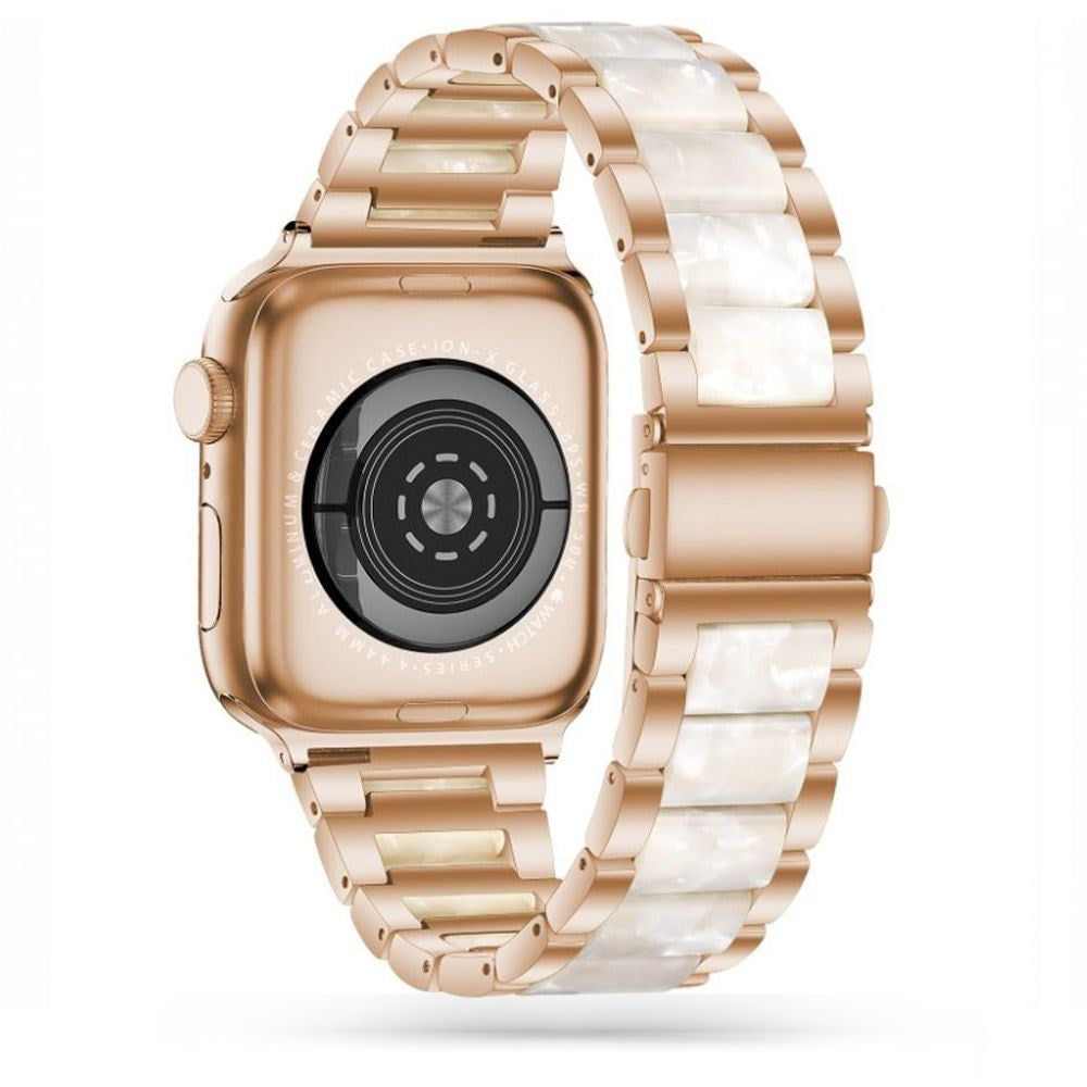 Apple Watch (38/40/SE/41/42mm) Tech-Protect Rem Rostfritt Stål - Rött Guld / Vit Marmor